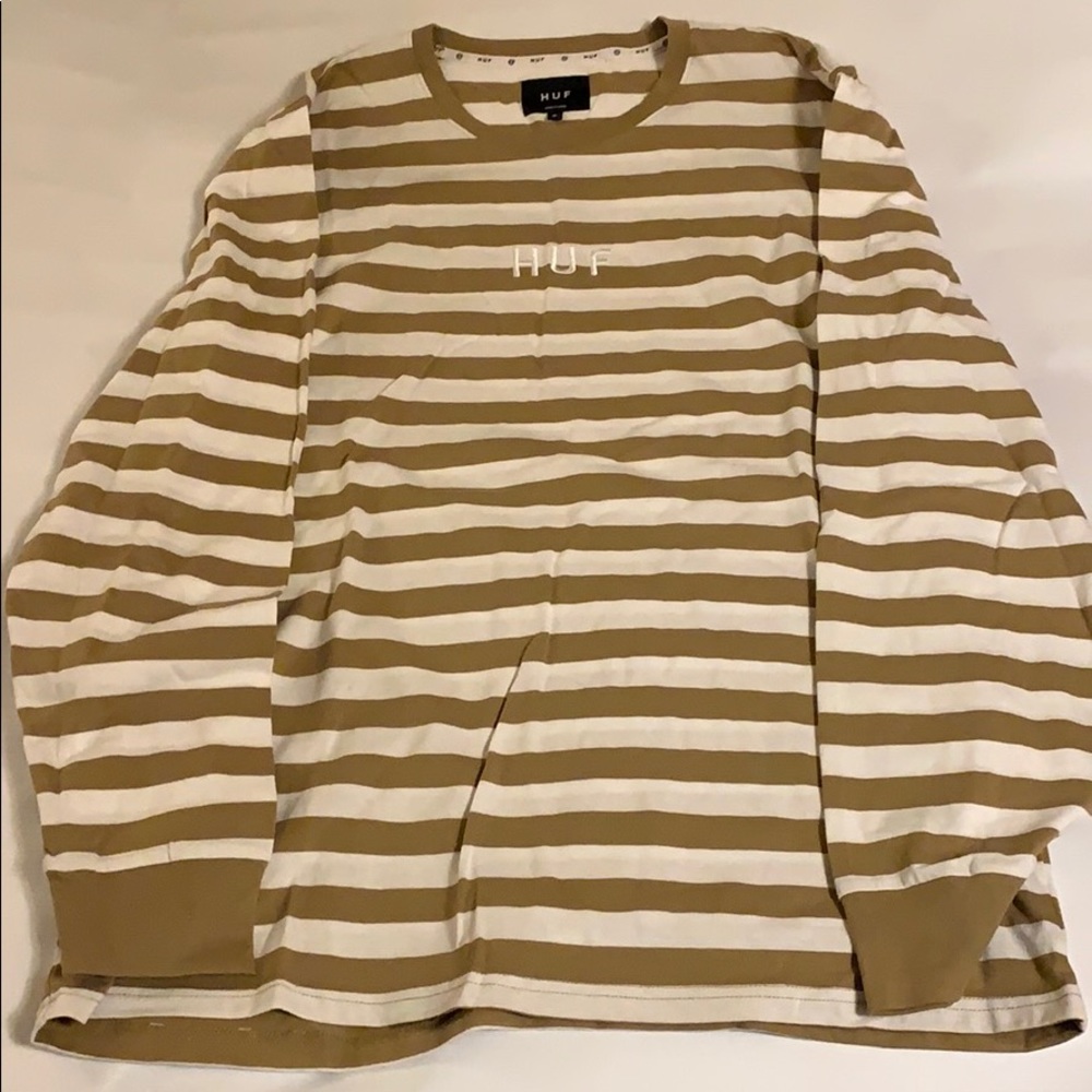 HUF tan stripe crewneck